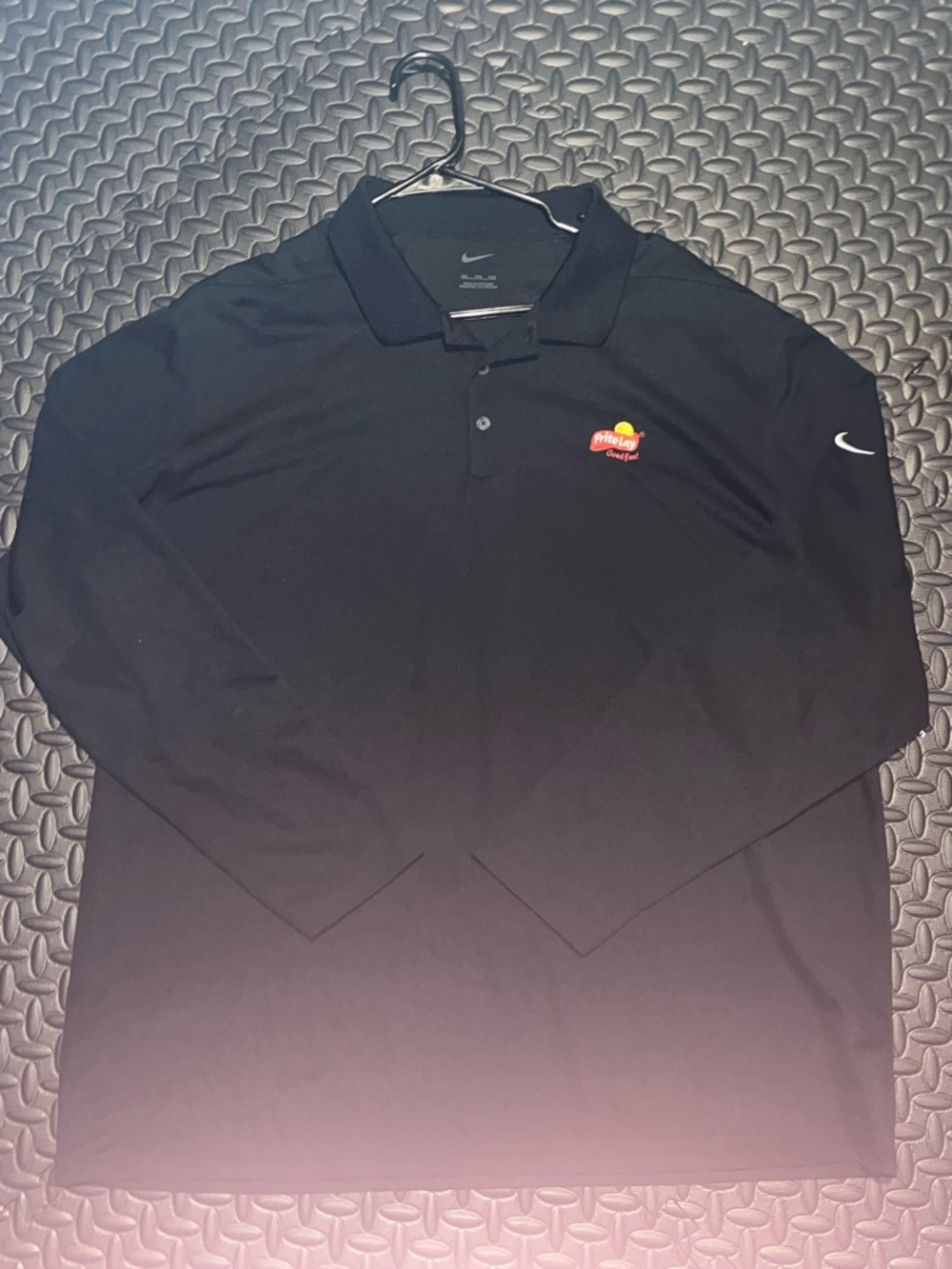 Nike Black Long-Sleeve Polo with Red & Yellow Chest Patch